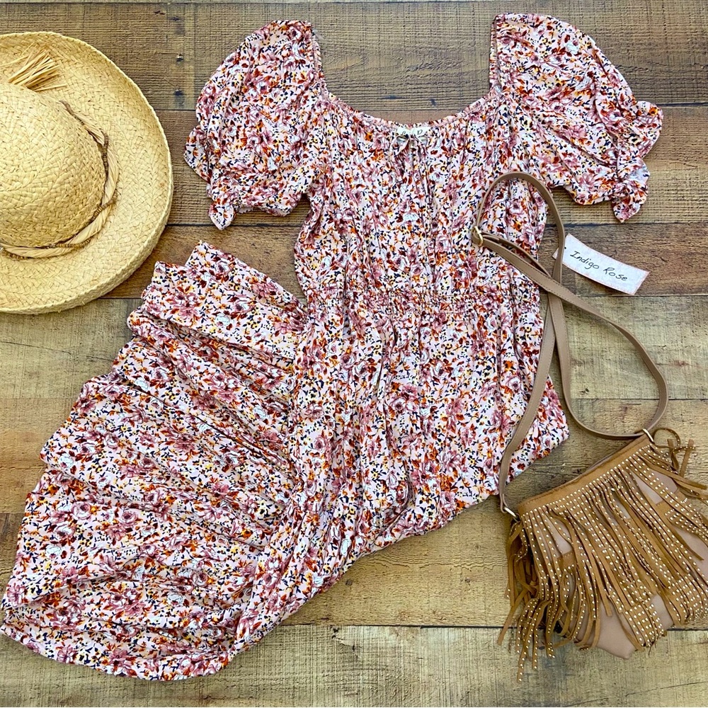 Pink Floral Tiered MIDI Summer ⭐️NWT Dress by Indigo Rose